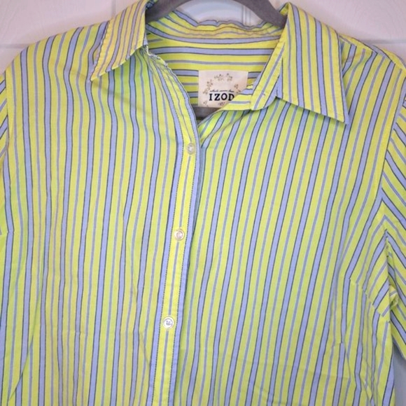 IZOD Striped Button Down Shirt Size Large - Picture 4 of 6